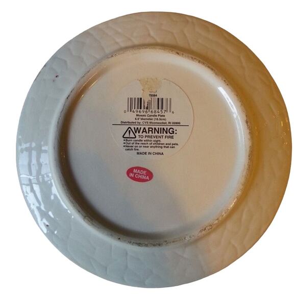 Mosaic Pillar Candle Plate Merry Christmas Tree - Picture 7 of 7